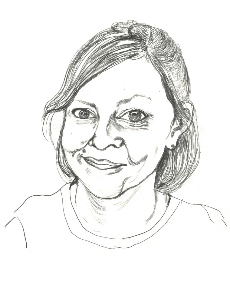 Pencil portrait of Erin La Cour.